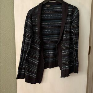 Eddie Bauer Black and Blue striped Cardigan